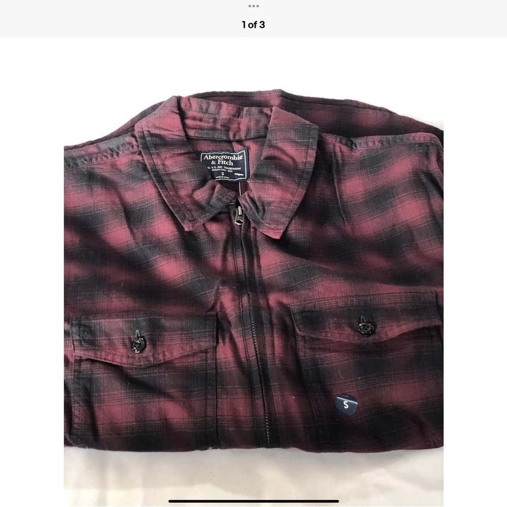 Abercrombie & Fitch Men's Plaid Jacket - Red and Black